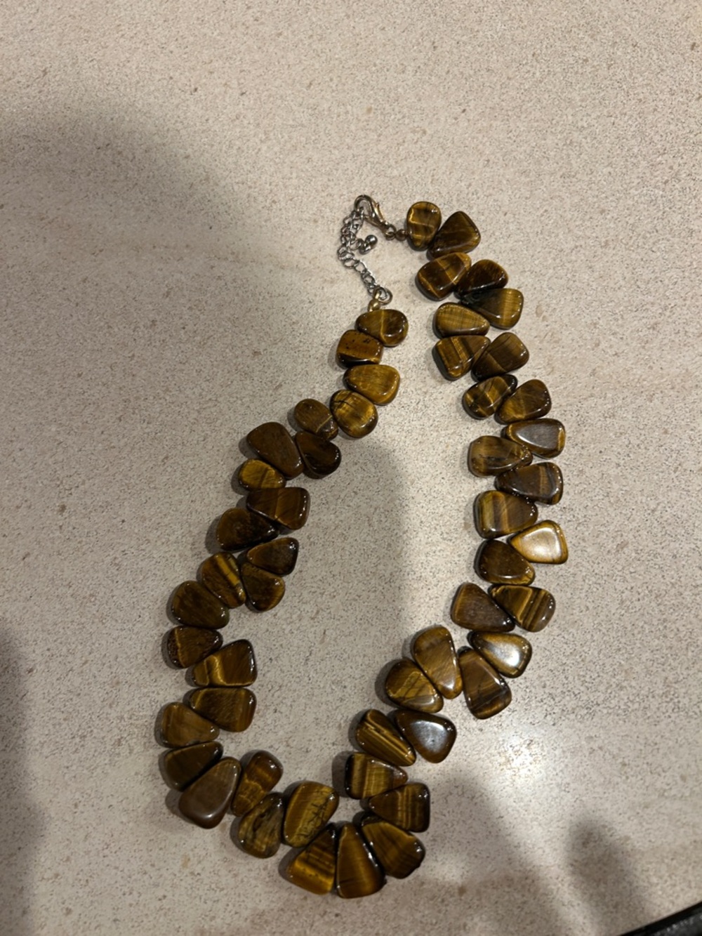 Tiger Eye Beaded Choker Statement Necklace - Brown